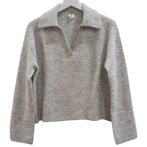 ARKET Light Heather Gray Alpaca Wool Blend Polo Sweater - Size XS
